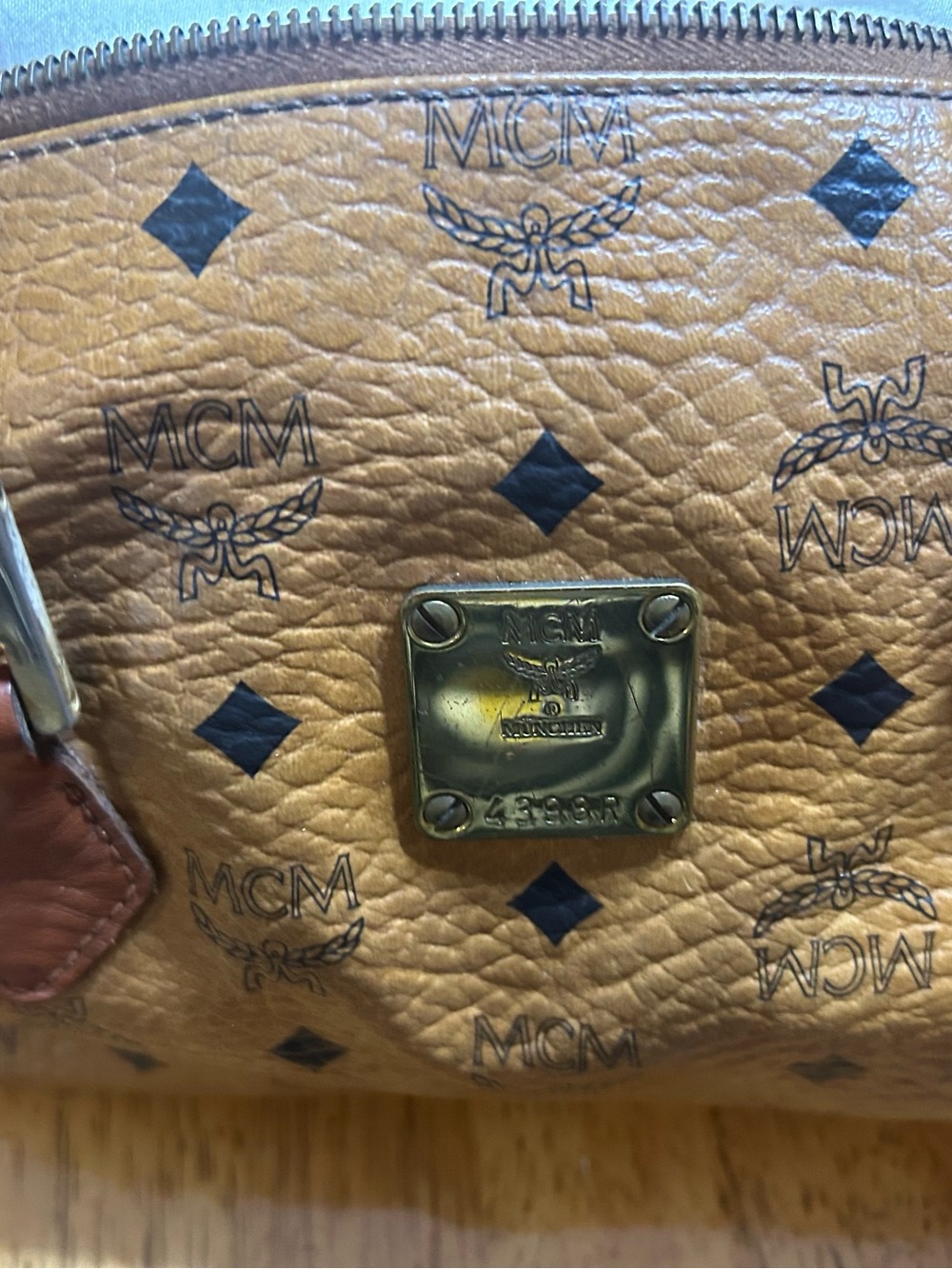 MCM Tan Visetos Monogram Satchel with Brown Handles 13x8x7 (read descript) - Picture 9 of 15